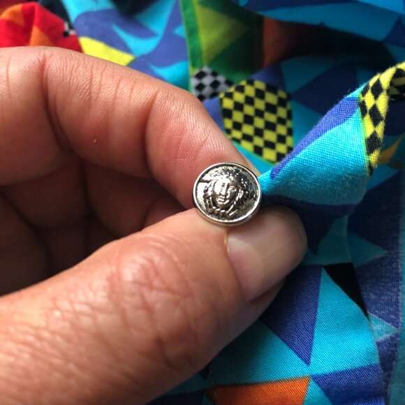 Versace Jeans Couture vintage 1990s rainbow greek key triangle print shirt - Picture 3 of 8